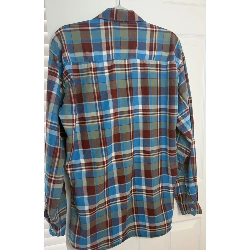 Polo Ralph Lauren Men XXL Custom Fit Plaid Button Down Shirt Blue Burgundy Tan